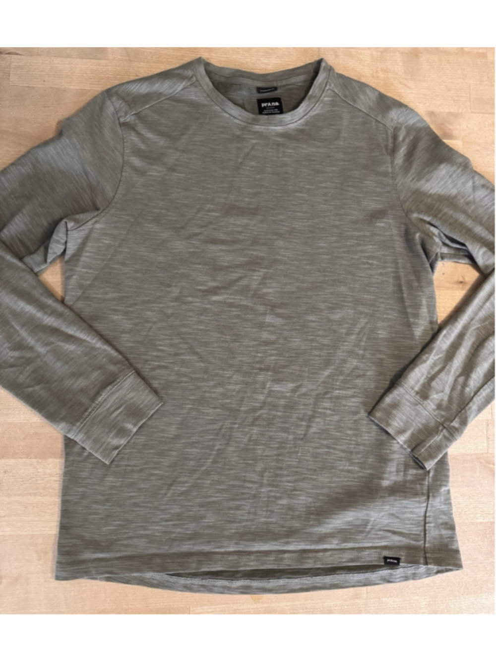 PrAna Men's Cotton Ronnie Crew Neck Long Sleeve Heathered Gray Medium
